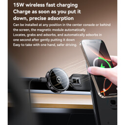 حامل هاتف مغناطيسي للسيارة مزود بشحن لاسلكي سريع Wireless Fast Charging Magnetic Car Phone Holder
