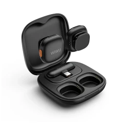 ميكروفون لاسلكي مزدوج مع إلغاء ضوضاء بالذكاء الاصطناعي WiWU **Wi‑WM006 WIWU DUO WIRELESS MICROPHONE AI ADAPTER NOISE REDUCTION WM-006