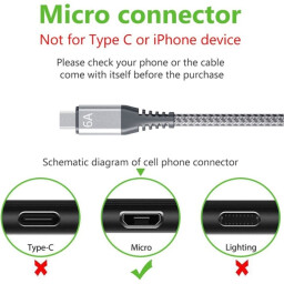 كيبل شحن ونقل بيانات ويكوم WDC-169m من USB إلى Micro USB بقوة 6 أمبير WEKOME WDC-169m USB to Micro USB 6A Super-Fast Charging Data Cable