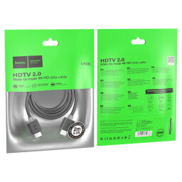 كيبل HOCO US08 HDMI 2.0 بدقة 4K بتردد 60Hz بطول 2 متر HOCO US08 HDMI 2.0 Male to Male Cable 4K 60Hz (2m)