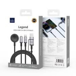 كابل “وي‑وو ليجند سيريس” موديل WI‑C050 – كابل شحن سريع متعدد 3‑في‑1 بقوة 100 واط WIWU LEGEND SERIES 100W 3 IN 2 FAST CHARGING WI-C050 A+C-C+L+W