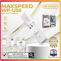 شاحن جداري ويكوم WP-U56 مزدوج USB مع كابل مايكرو WEKOME WK WP-U56 Maxspeed Dual USB Charger Set with Micro Cable