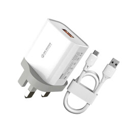 شاحن جداري ويكوم WP-U57 شحن سريع 18 واط مع كيبل Type-C WEKOME WK WP-U57 Maxspeed 18W QC3.0 Fast Charger Set with USB to Type-C Cable