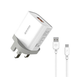 شاحن جداري ويكوم WP-U57 شحن سريع 18 واط مع كيبل مايكرو WEKOME WK WP-U57 Maxspeed 18W QC3.0 Fast Charger Set with USB to Micro Cable