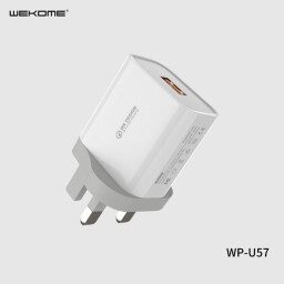 شاحن جداري ويكوم WP-U57 شحن سريع 18 واط مع كيبل مايكرو WEKOME WK WP-U57 Maxspeed 18W QC3.0 Fast Charger Set with USB to Micro Cable