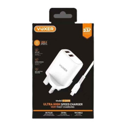 شاحن جداري فوكسر V-CH75 مزدوج USB سريع مع كيبل Micro-USB VOXER V-CH75 Dual USB Fast Wall Charger Set with Micro-USB Cable