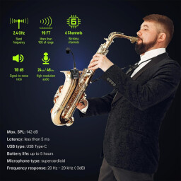مايكروفون ساكسفون لاسلكي احترافي Xvive U7 Saxophone and Trumpet Wireless System with 2.4GHz Transmitter and Receiver Xvive U7 Saxophone and Trumpet Wireless System with 2.4GHz Transmitter and Receiver