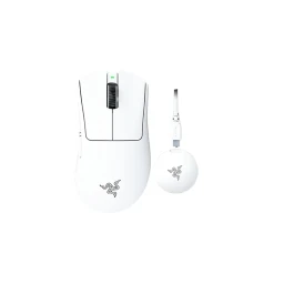 RAZER DEATHADDER V4 White Gaming Mouse + RAZER ATLAS Tempered Glass Mouse Mat - White RAZER DEATHADDER V4 White Gaming Mouse + RAZER ATLAS Tempered Glass Mouse Mat - White
