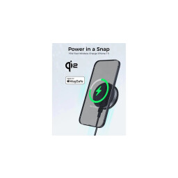 شاحن أوكي مغناطيسي لاسلكي مع نظام تبريد نشط، لون رمادي Aukey Magnetic Wireless Charger With Active Cooling-Gray
