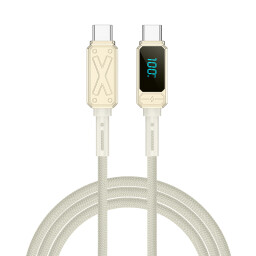 كابل شحن سريع WiWU Series Fast Charge Wiwu Series Fast Charge Digital Display Zinc Alloy Braided Cable 100WWi-C038 CL