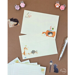 سيت ظروف قطط مع ورق Cat Envelope Set with Paper