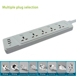 مقبس طاقة متعدد 5 مخارج مع 3 USB و1 USB-C - أبيض Multi Switch Universal Power Socket With 3 USB and 1 USB-C Charger - 5 Way Outlets - White