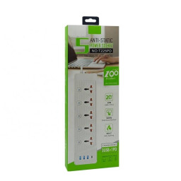 مقبس طاقة متعدد 5 مخارج مع 3 USB و1 USB-C - أبيض Multi Switch Universal Power Socket With 3 USB and 1 USB-C Charger - 5 Way Outlets - White