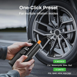 منفاخ إطارات شحن ببطارية 6000mAh وشاشة Rechargeable tire inflator with 6000mAh battery and screen