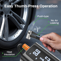 منفاخ إطارات شحن ببطارية 6000mAh وشاشة Rechargeable tire inflator with 6000mAh battery and screen