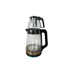 غلاية كهربائية زجاجية 2×1 مع إبريق شاي وفلتر ستانلس ستيل – سعة 2 لتر 2-in-1 Glass Electric Kettle with Tea Pot & Stainless Steel Filter – 2L