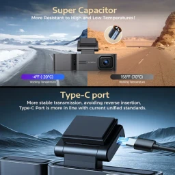 كاميرا سيارة بنظام تسجيل ثلاثي القنوات (أمامية، مقصورة، خلفية) 3-Channel Dash Cam (Front, Rear & Inside)