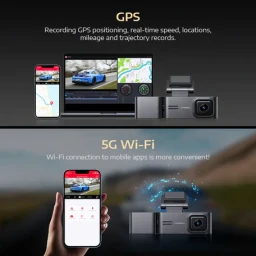 كاميرا سيارة بنظام تسجيل ثلاثي القنوات (أمامية، مقصورة، خلفية) 3-Channel Dash Cam (Front, Rear & Inside)