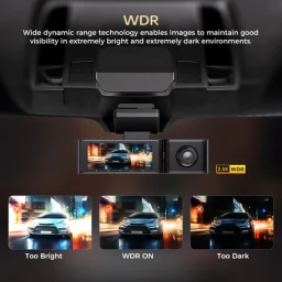كاميرا سيارة بنظام تسجيل ثلاثي القنوات (أمامية، مقصورة، خلفية) 3-Channel Dash Cam (Front, Rear & Inside)