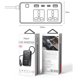 سيار كهربائي للسيارات 12V To 200V Independent Switch Multiple Protections USB QC3.0+TC PD Fast Charging Car Inverter