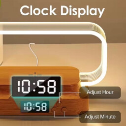مصباح ذكي متعدد الوظائف مع ساعة و شحن لاسلكي Multifunctional Smart Lamp with Clock and Wireless Charging