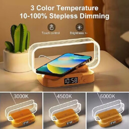 مصباح ذكي متعدد الوظائف مع ساعة و شحن لاسلكي Multifunctional Smart Lamp with Clock and Wireless Charging