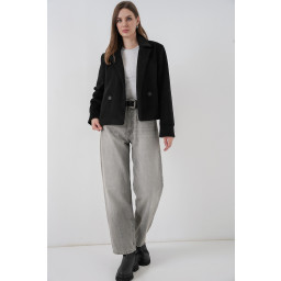 جاكيت نسائي قصير من الكاشيه 0725 - أسود Women's Short Cachet Jacket 0725 - Black