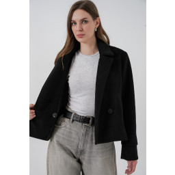 جاكيت نسائي قصير من الكاشيه 0725 - أسود Women's Short Cachet Jacket 0725 - Black