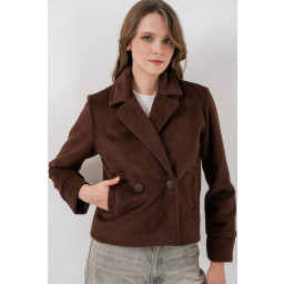 جاكيت نسائي قصير من الكاشيه 0725 - بني Women's Short Cachet Jacket 0725 - Brown