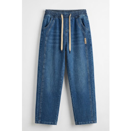 بنطلون جينز رجالي بقصة مريحة واسعة 30076 - أزرق داكن Men's Relaxed Fit Baggy Jean Trousers 30076 - Navy Blue