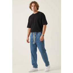 بنطلون جينز رجالي بقصة مريحة واسعة 30076 - نيلي Men's Relaxed Fit Baggy Jean Trousers 30076 - Indigo