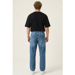بنطلون جينز رجالي بقصة مريحة واسعة 30076 - نيلي Men's Relaxed Fit Baggy Jean Trousers 30076 - Indigo