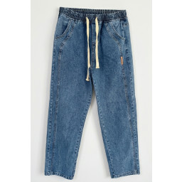 بنطلون جينز رجالي بقصة مريحة واسعة 30076 - نيلي Men's Relaxed Fit Baggy Jean Trousers 30076 - Indigo
