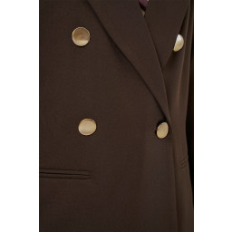 جاكيت بليزر نسائي بقبة متقاطعة 0722 - بني Women's Double-Breasted Blazer Jacket 0722 - Brown