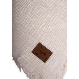 غطاء سرير موسلين 4 طبقات 200x220 سم - لون إيكرو Muslin Four-Layer Bedspread 200x220 Cm - Ecru