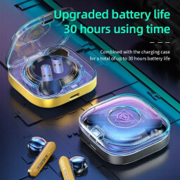 سماعات أذن لاسلكية ويكوم بتصميم شفاف وإضاءة ديناميكية V07 Wireless Earphones Gaming Low Latency