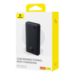 باور بانك Baseus Airpow Lite 10000mAh للشحن السريع 15W مع منفذ Type-C ومنفذ USB-A - أبيض Baseus Airpow Lite 10000mAh Fast Charge Power Bank 15W With Type-C and USB-A Port - White