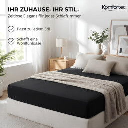كومفورتك مفرش سرير قطني 90x200 - اسود Komfortec Cotton Bedspread 90x200 - Black
