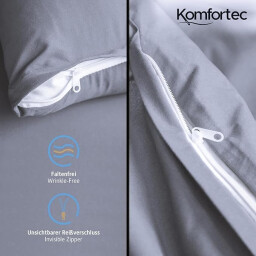 سيت غطاء لحاف ومخدات 155*220 للون رمادي Microfiber Duvet Cover Set
