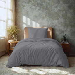 سيت غطاء لحاف ومخدات 155*220 للون رمادي Microfiber Duvet Cover Set