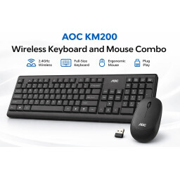 طقم لوحة مفاتيح وماوس لاسلكي AOC-KM200 AOC-KM200 set wireless mouse and keyboard black