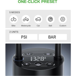 منفاخ إطارات ذكي محمول 150PSI شاشة LED بطارية قوية Portable Smart Tire Inflator 150PSI LED Display Powerful Battery