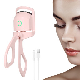 أداة تجعيد رموش كهربائية حرارية قابلة للشحن وردي Rechargeable Electric Thermal Eyelash Curler, Pink