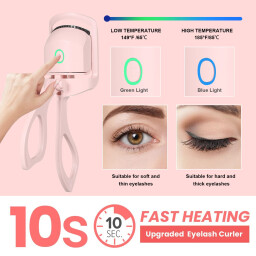 أداة تجعيد رموش كهربائية حرارية قابلة للشحن وردي Rechargeable Electric Thermal Eyelash Curler, Pink