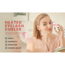 أداة تجعيد رموش كهربائية حرارية قابلة للشحن وردي Rechargeable Electric Thermal Eyelash Curler, Pink