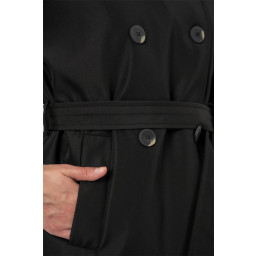 معطف ترنش نسائي قصير بياقة متقاطعة 5980 - أسود Women's Short Double-Breasted Trench Coat 5980 - Black