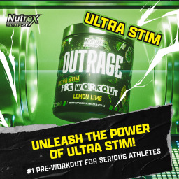 مكمل طاقة كافيين عالي ما قبل التمرين بنكهة الليمون Outrage Ultra High-Stim Pre-Workout – Lemon Lime