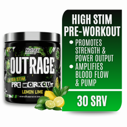 مكمل طاقة كافيين عالي ما قبل التمرين بنكهة الليمون Outrage Ultra High-Stim Pre-Workout – Lemon Lime