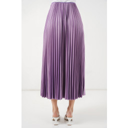 تنورة بليسيه بمظهر جلد 8009 - ليلكي 8009 Pleated Skirt with Leather Look - Lilac