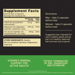 مكمل غذائي زنك ومغنيسيوم لدعم المناعة والتعافي - 180 كبسولة Zinc & Magnesium Dietary Supplement for Immune Support & Recovery - 180 Capsules